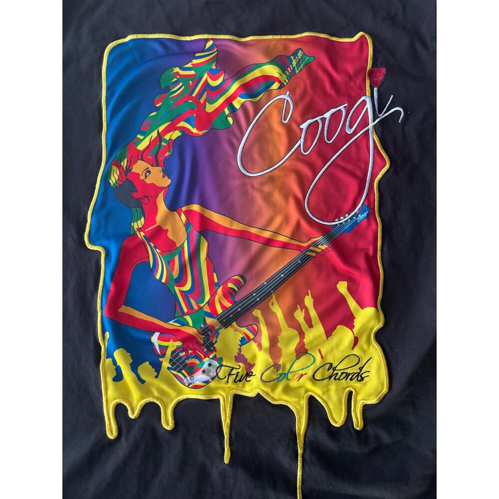 Vtg Coogie graphic T-shirt Five color chords black size L Men dopamine Artsy - Picture 3 of 12